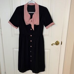 NWOT Elegant Black and Pink Midi Dress